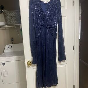 NWOT | Navy Blue Sequin Twist-Front Women's Dress